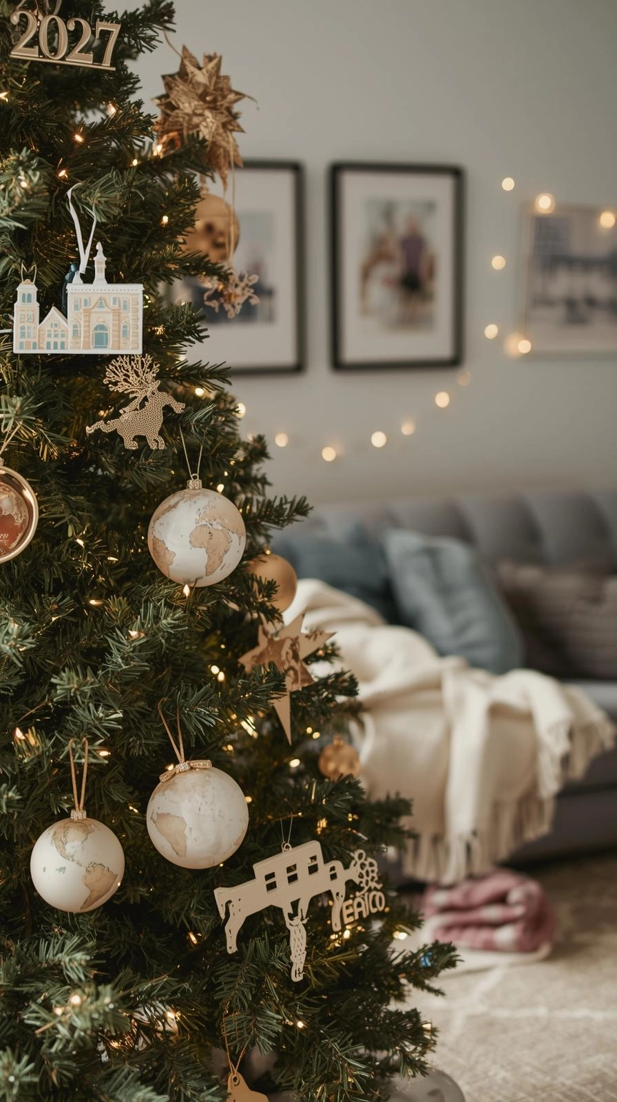 Christmas tree with personal memory ornaments for 2025 trends, featuring handmade, local, and family keepsake decorations.