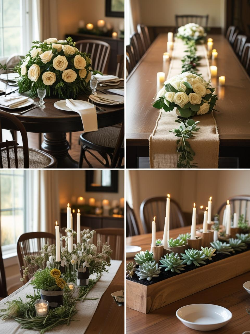 Dining room table centerpieces styled for round, rectangular, and square tables – Dining Room Table Centerpiece Ideas.