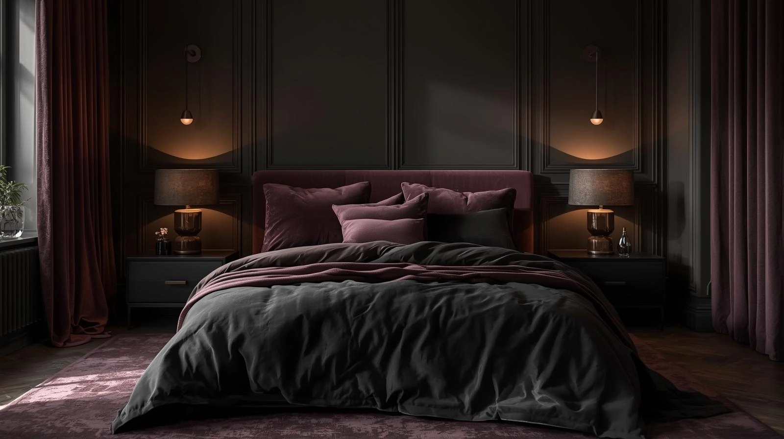 dark feminine bedroom