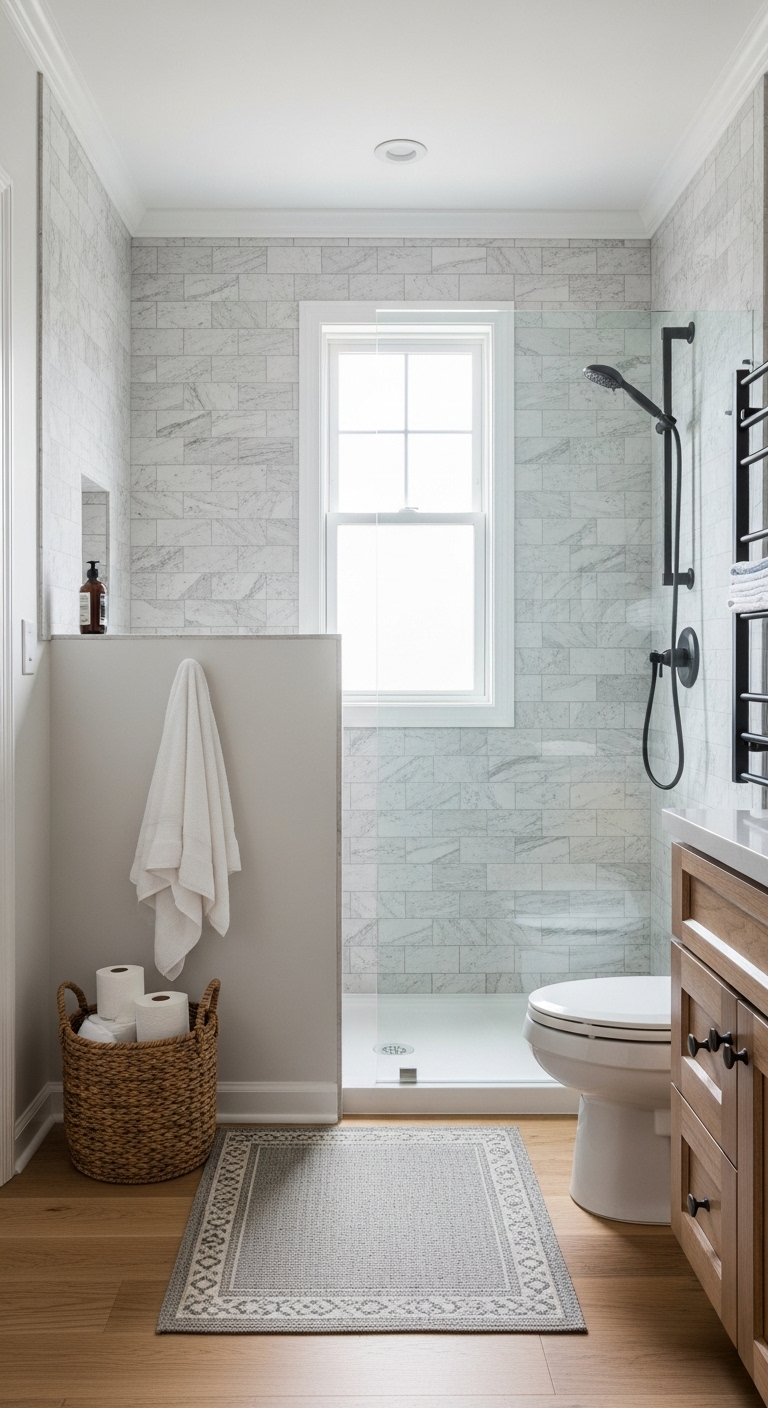 11 Walk In Shower With Half Wall Doorless Ideas for Open Bathrooms